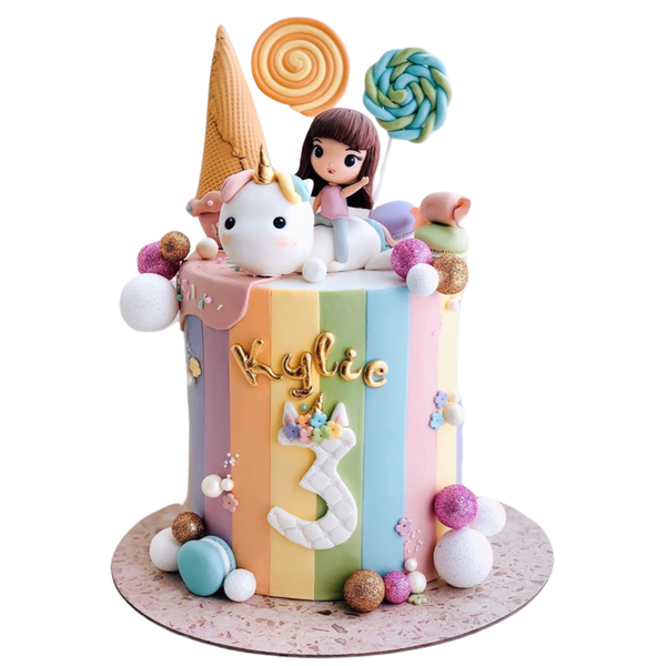 Unicorn & Girl Theme Cake For Girls